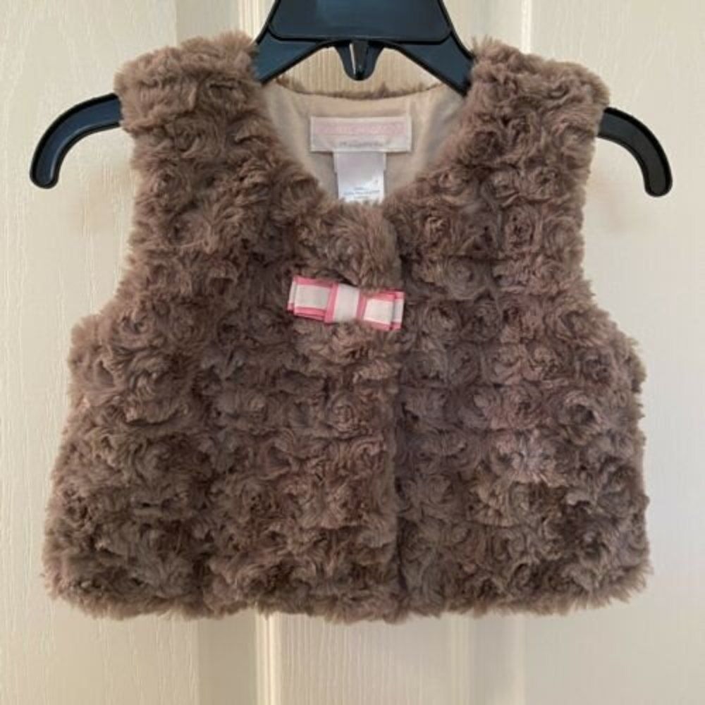 Janie and Jack All In Bows Faux Fur Shrug Vest Girls Size 6-12 Months